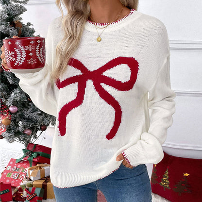 Damen Strickpullover Festlich Schleifenmuster Lässig Norvielle