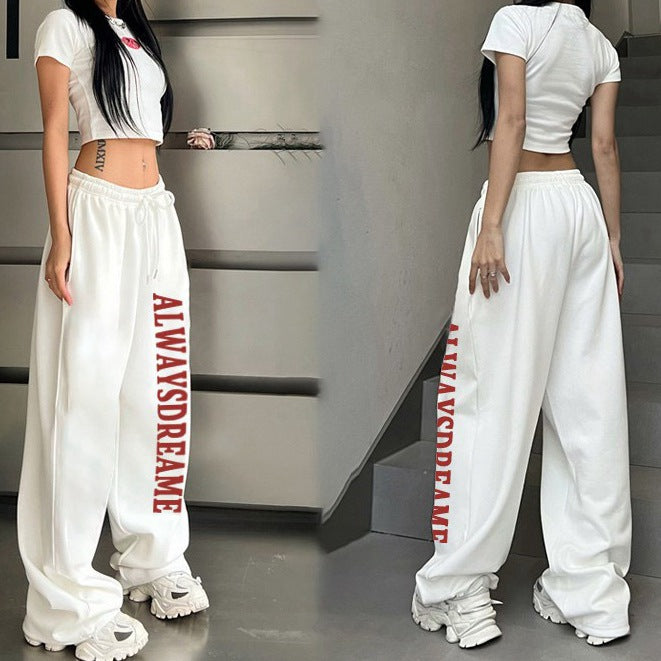Damen Sweatpants Elastischer Bund Baumwolle Schwarz - Norvielle