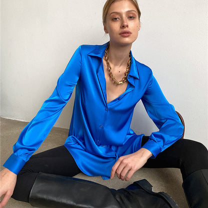 Damen Seidenbluse mit Knöpfen Elegantes Design Norvielle