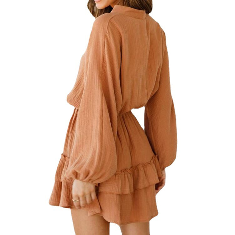 Damen Blusenkleid Rüschendetails Tailliert Norvielle
