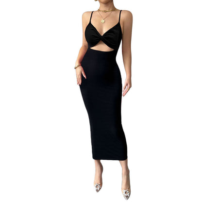 Damen Midi-Kleid Figurbetont Norvielle Eleganter Cut-Out