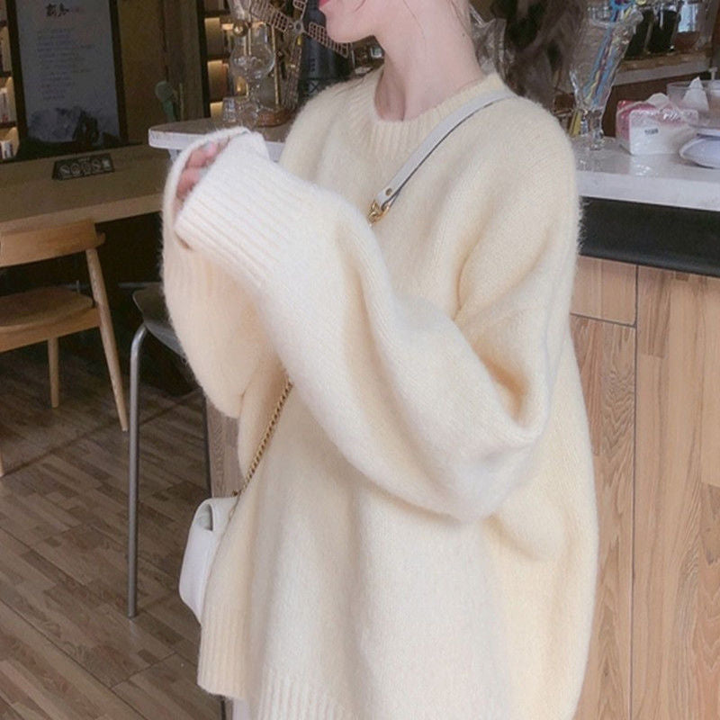 Damen Oversized Pulli Weiches Material Beige - Norvielle