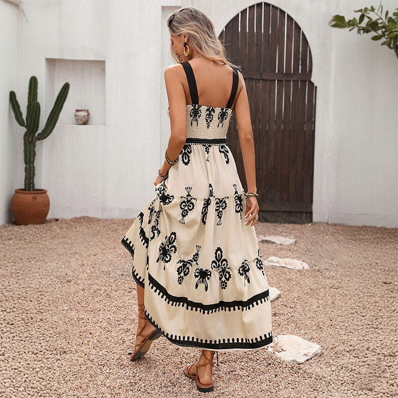 Damen Maxikleid Florale Stickereien Schwingender Rock Norvielle