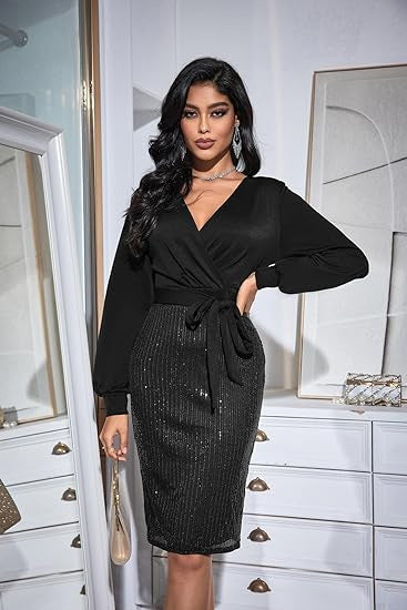 Damen Wickelkleid Glitzerrock Norvielle