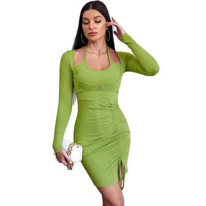 Damen Minikleid Rüschendetails Cut-Out