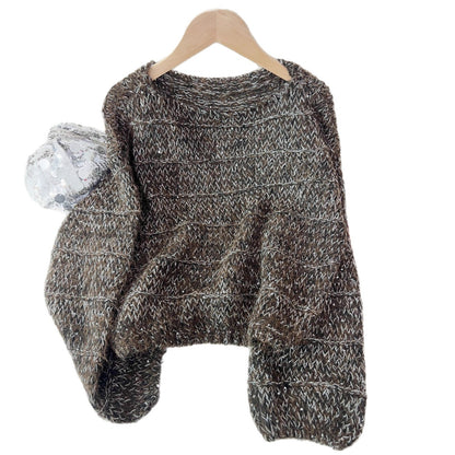 Damen Grobstrickpullover Lässig Ballonärmel Norvielle