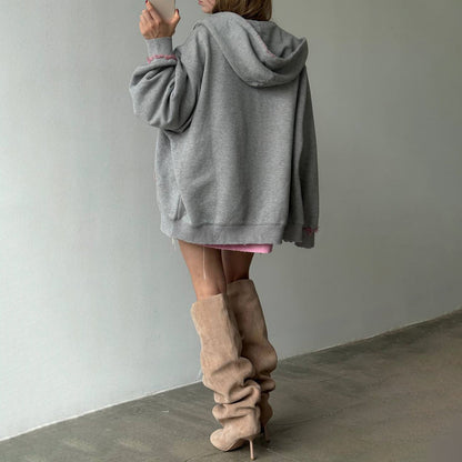 Damen Oversized Hoodie mit Fransen Bequem Norvielle