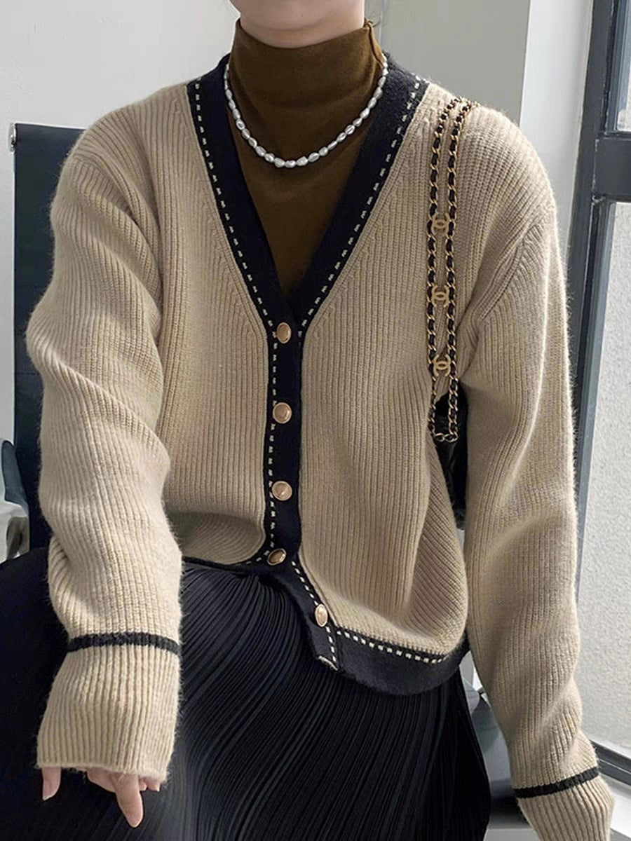 Damen Strickjacke Mit Kontrastdetails Norvielle