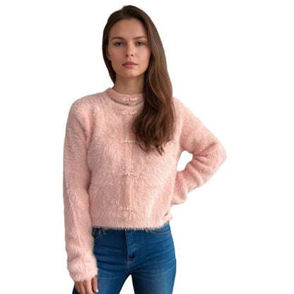 Damen Pullover Hochgeschlossen Kuschelig Norvielle