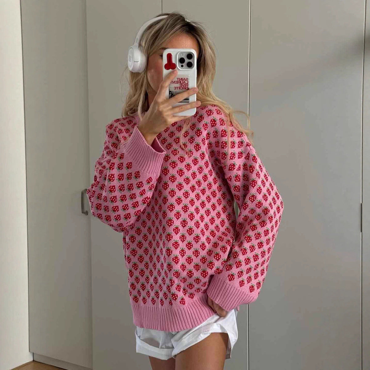 Damen Oversized Pullover Floralmuster Norvielle - Norvielle