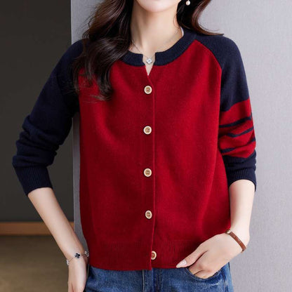 Damen Cardigan Farbkontrast Knopfdetails Norvielle