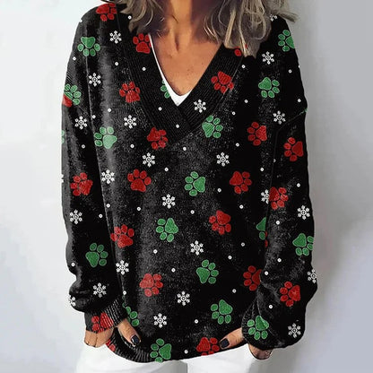 Damen Strickpullover Landschaftsmuster