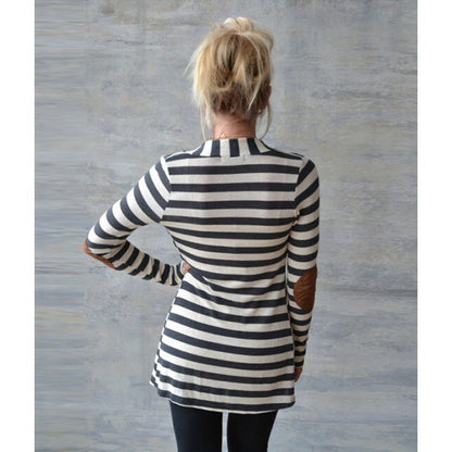 Damen Strickcardigan Lässig Ellbogenpatches Beige