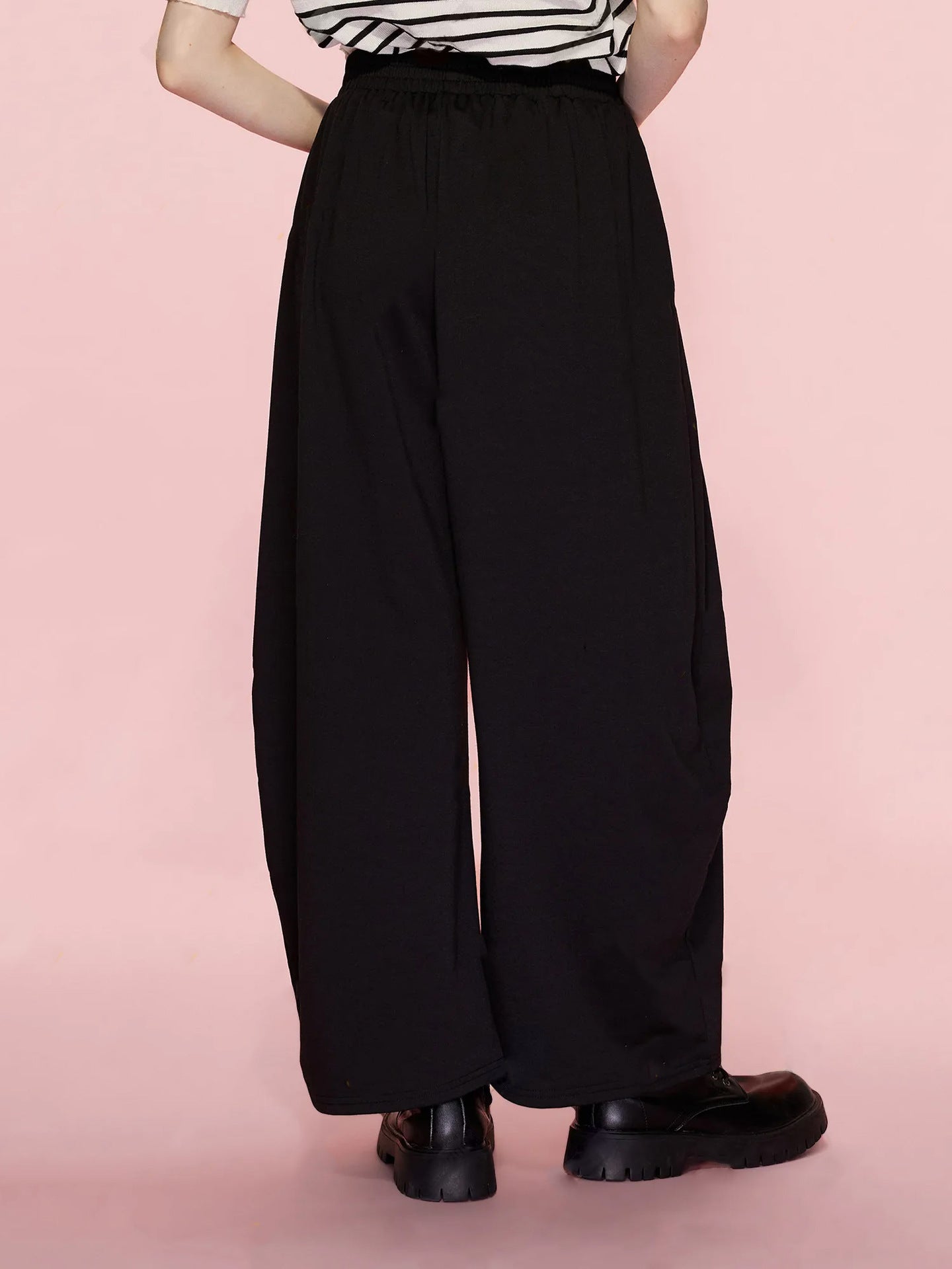 Damen Palazzo-Hose Elastischer Bund Falten