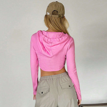 Damen Cropped Hoodie Langärmlig Figurbetonend Norvielle