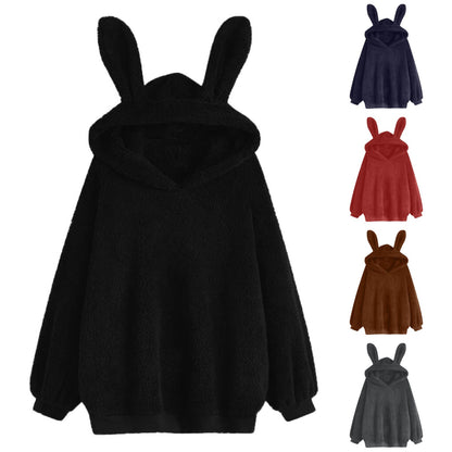 Damen Hoodie Kuschelig Hasenohren Grau - Norvielle
