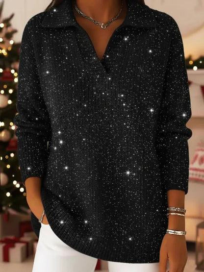 Damen Strickpullover Schimmer Effekt Moderner Kragen Norvielle