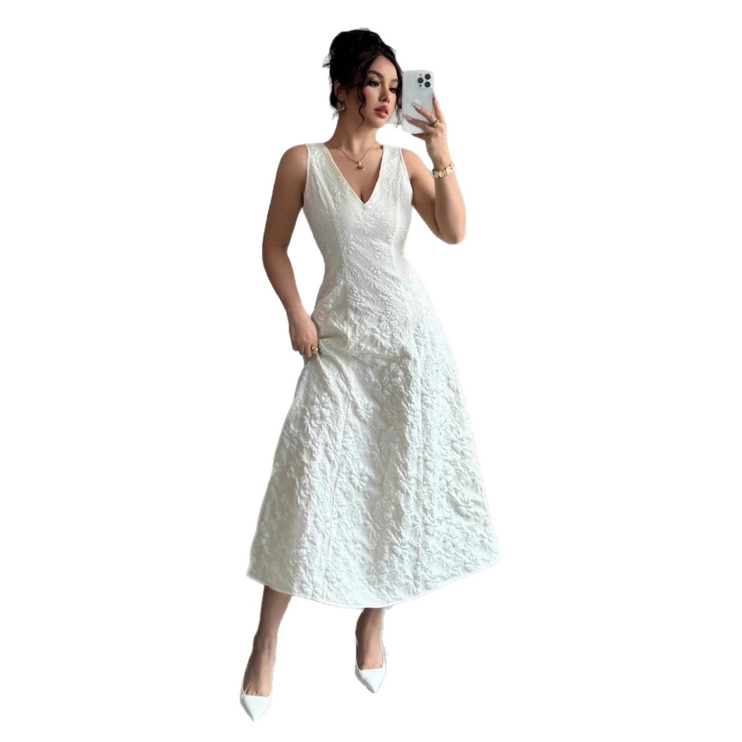 Damen Maxikleid Spitze Verführerischer Schnitt Zarte Träger