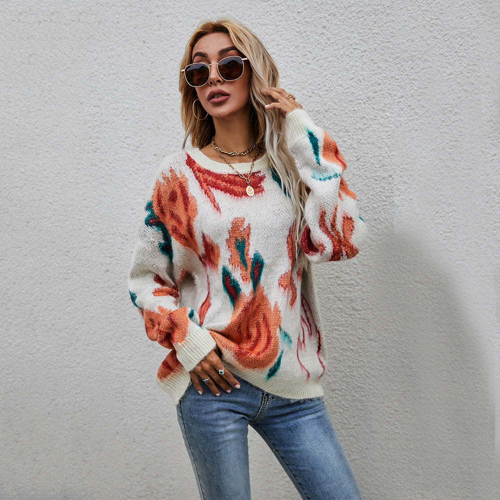 Damen Pullover Florales Strickmuster Norvielle - Norvielle