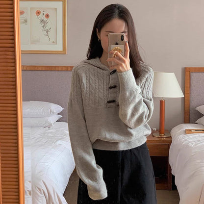 Damen Strickpullover Großkragen Norvielle