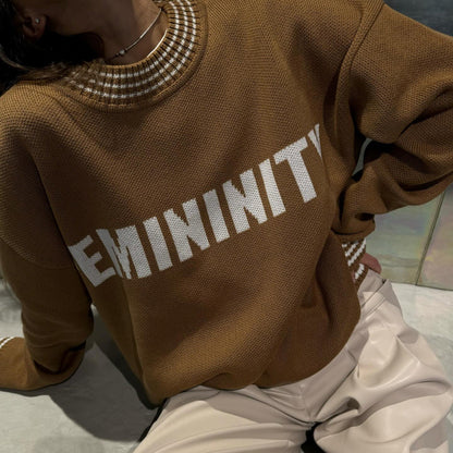 Damen Sweatpullover mit Schriftzug und Streifen Bündchen - Norvielle