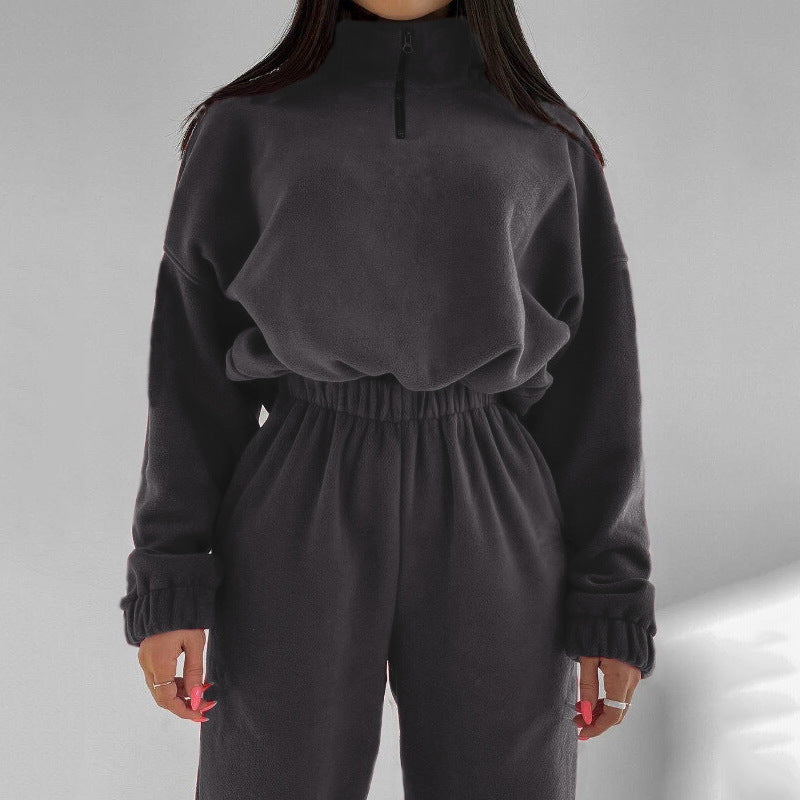 Damen Fleece-Sweatanzug Hochkragen Norvielle