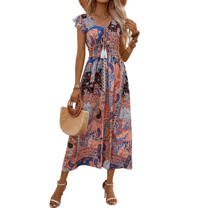 Damen Maxi-Kleid Paisley-Design Tailliert Norvielle