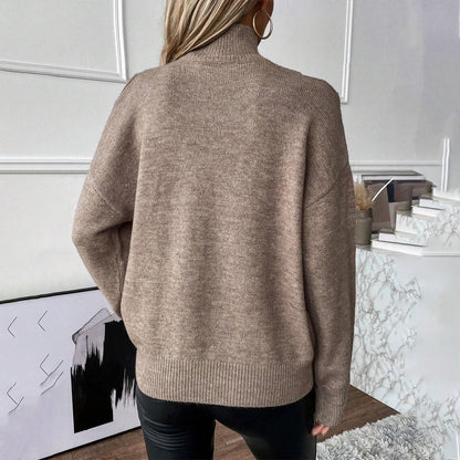 Damen Off-Shoulder Rollkragenpullover Strick