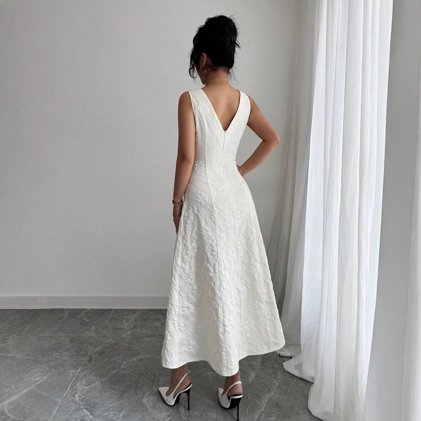 Damen Maxikleid Spitze Verführerischer Schnitt Zarte Träger