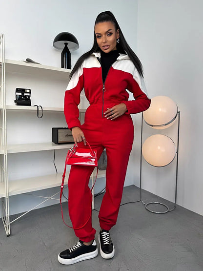 Damen Fleece-Overall mit Reißverschluss und Kapuze