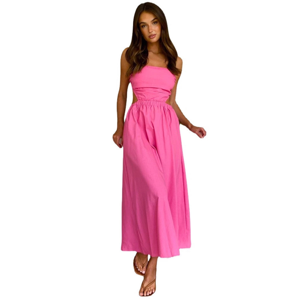 Damen Maxikleid Schmal Oberteil Elastischer Taillenbund