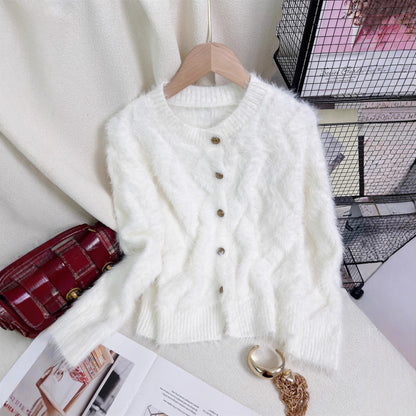 Damen Strickjacke Weich Viskose Mischung Beige - Norvielle