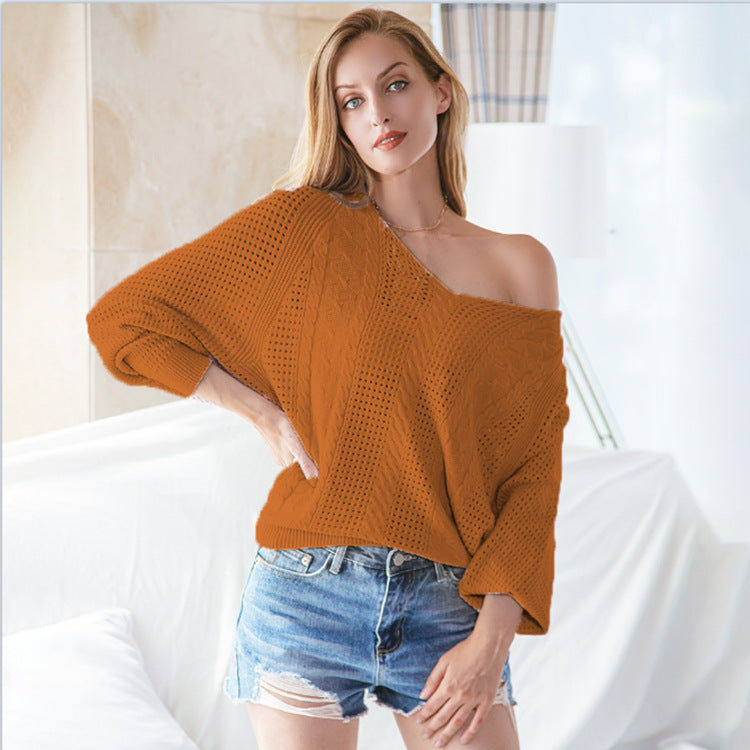 Damen Off-Shoulder Pullover Grobstrick Norvielle