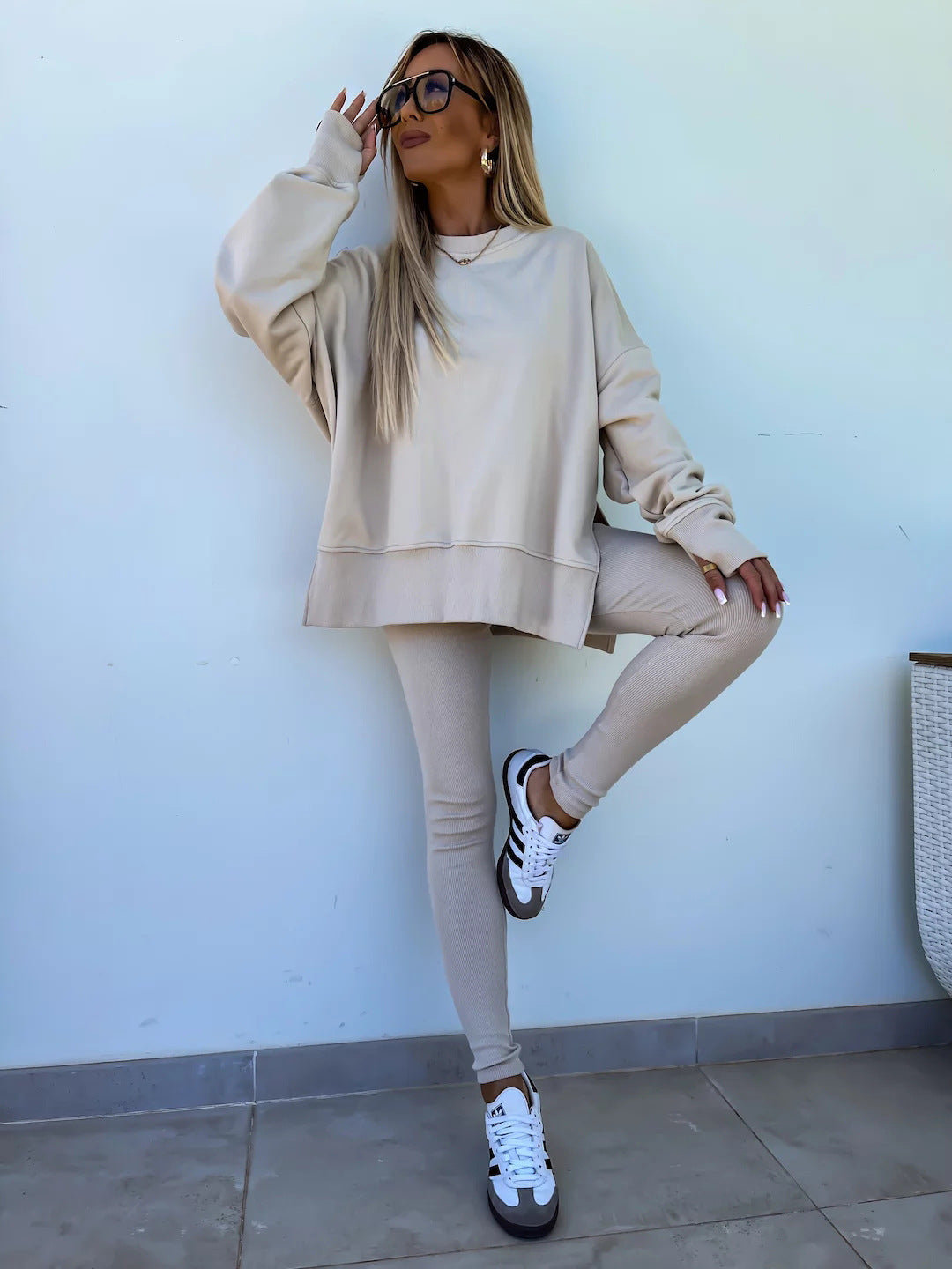Damen Sport-Loungewear-Set mit Sweatshirt und Leggings
