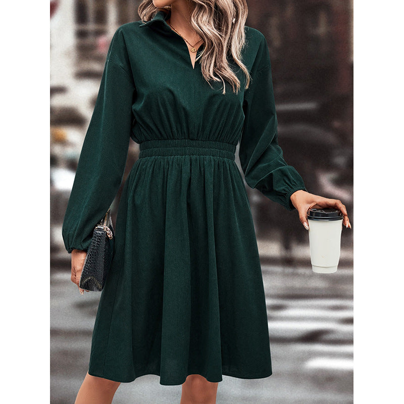 Damen Midi-Kleid mit Taillengummi und Puffärmeln Norvielle - Norvielle