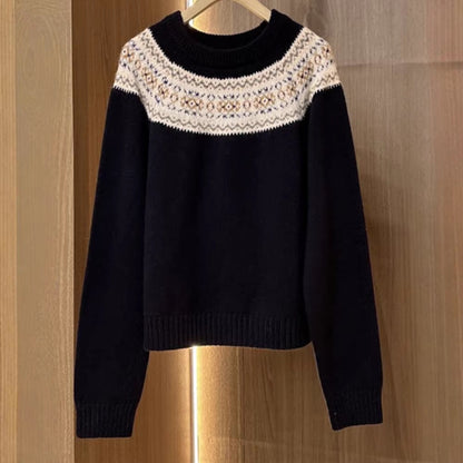 Damen Strickpullover Norweger Muster Norvielle