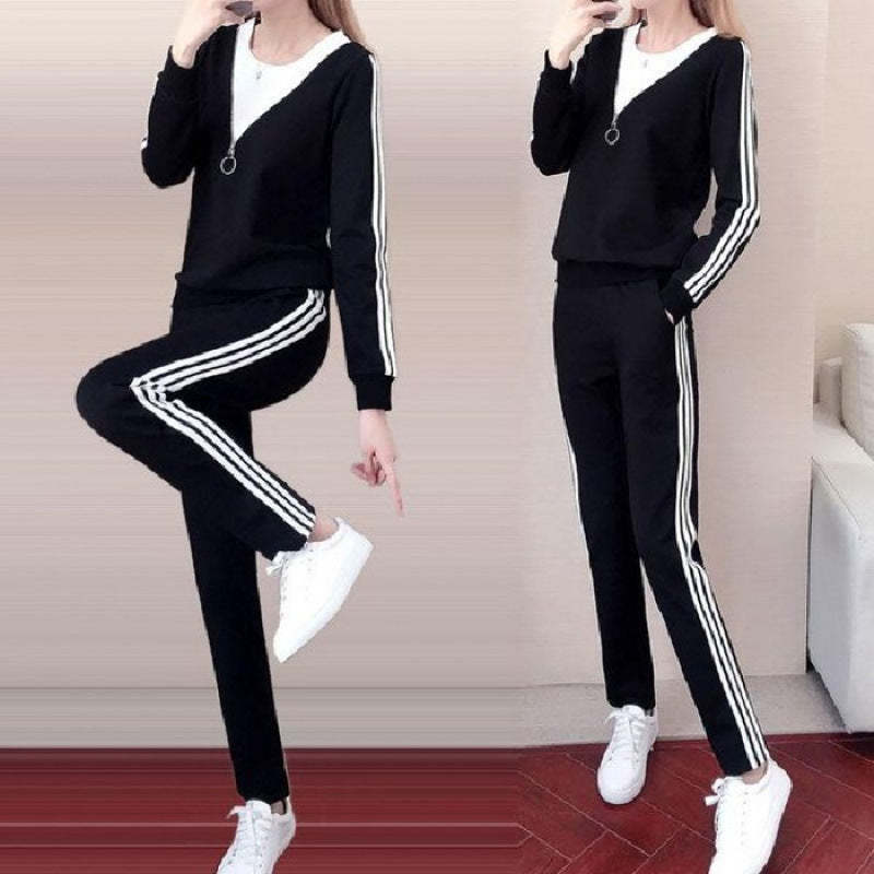Damen Sportliches Lounge-Set mit Reißverschluss und Streifen Norvielle