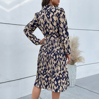 Damen Midi-Kleid Rüschen Taillengürtel Norvielle