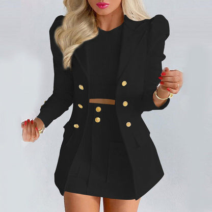 Damen Blazer mit gebauschten Ärmeln und goldenen Knöpfen Norvielle
