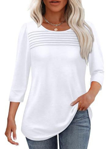 Damen Langarmshirt Plissee-Details Norvielle