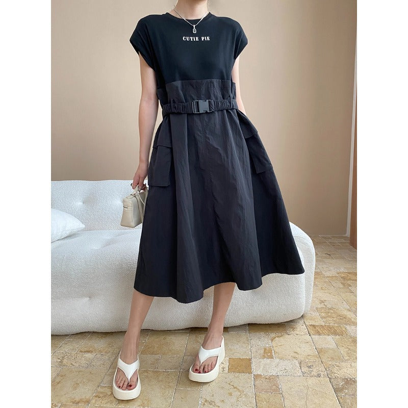 Damen Kleid mit Gürtel und Taschen Norvielle - Norvielle
