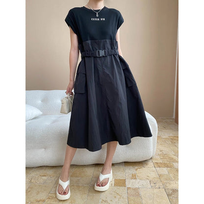 Damen Kleid mit Gürtel und Taschen Norvielle - Norvielle