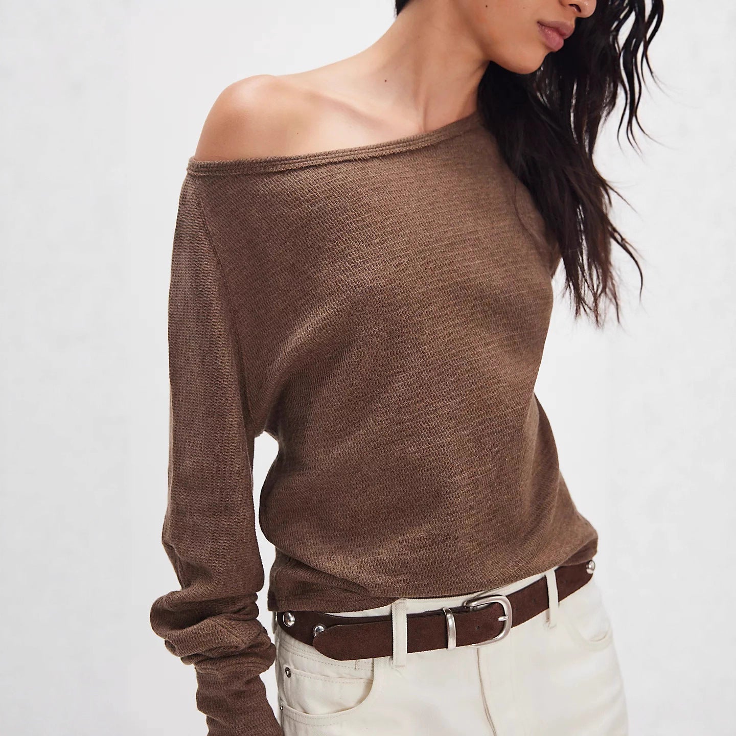 Damen Off-Shoulder Sweatshirt Norvielle Lässig