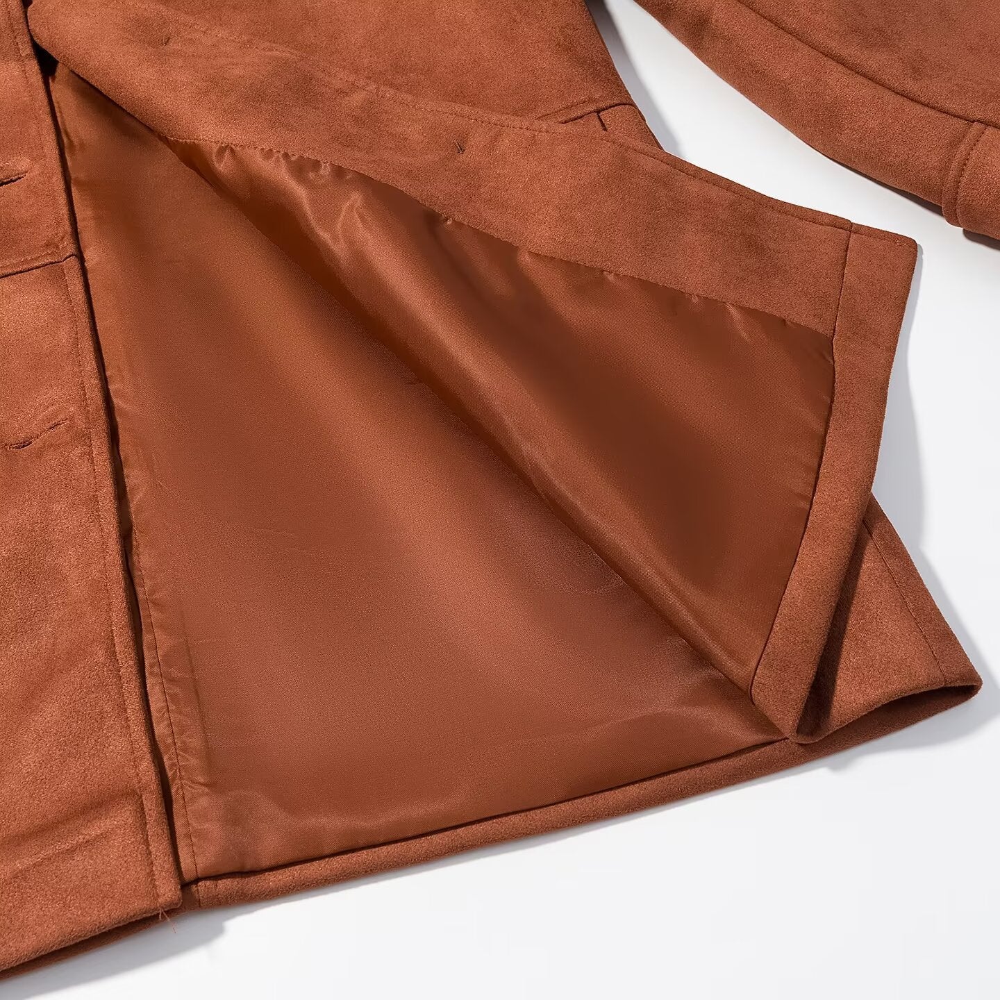 Damen Wildlederjacke Klassischer Schnitt Praktische Taschen