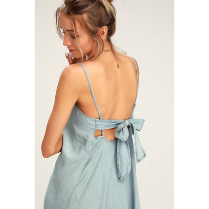 Damen Midi-Kleid mit Knöpfen und Spagettiträgern Norvielle