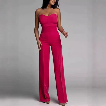 Damen Jumpsuit Herzförmiger Ausschnitt Weites Bein Norvielle