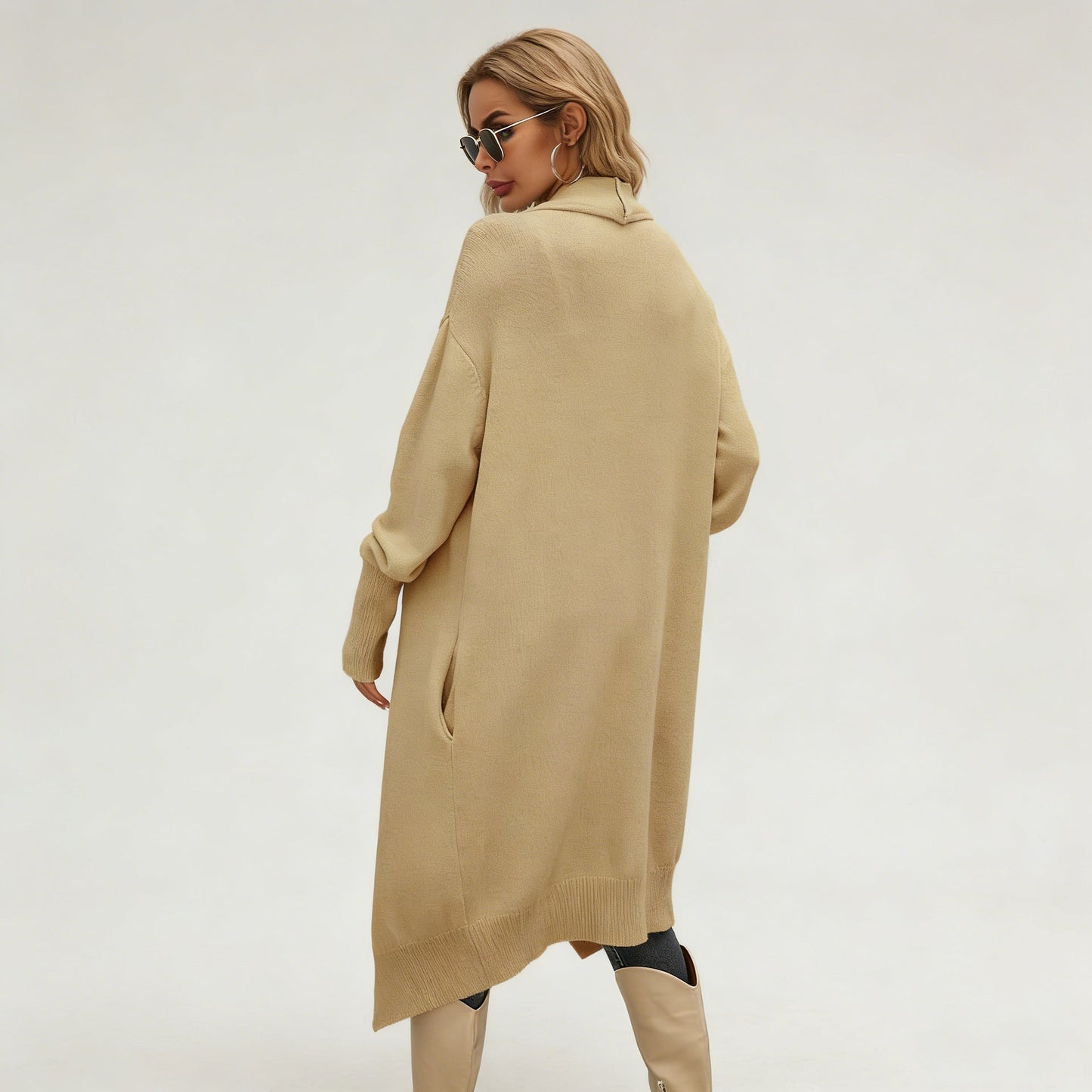 Damen Strickcardigan Asymmetrisch Weich Grün