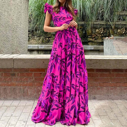 Damen Maxikleid Volantärmel Schwingrock Norvielle