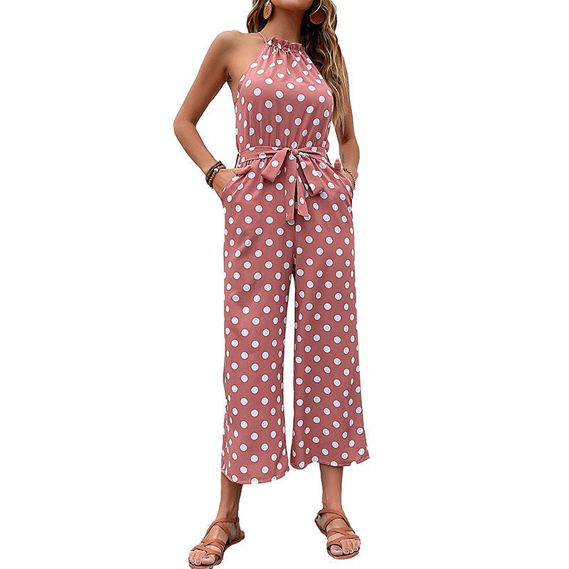 Damen Jumpsuit Modern Punkte Verspielter Gürtel Norvielle