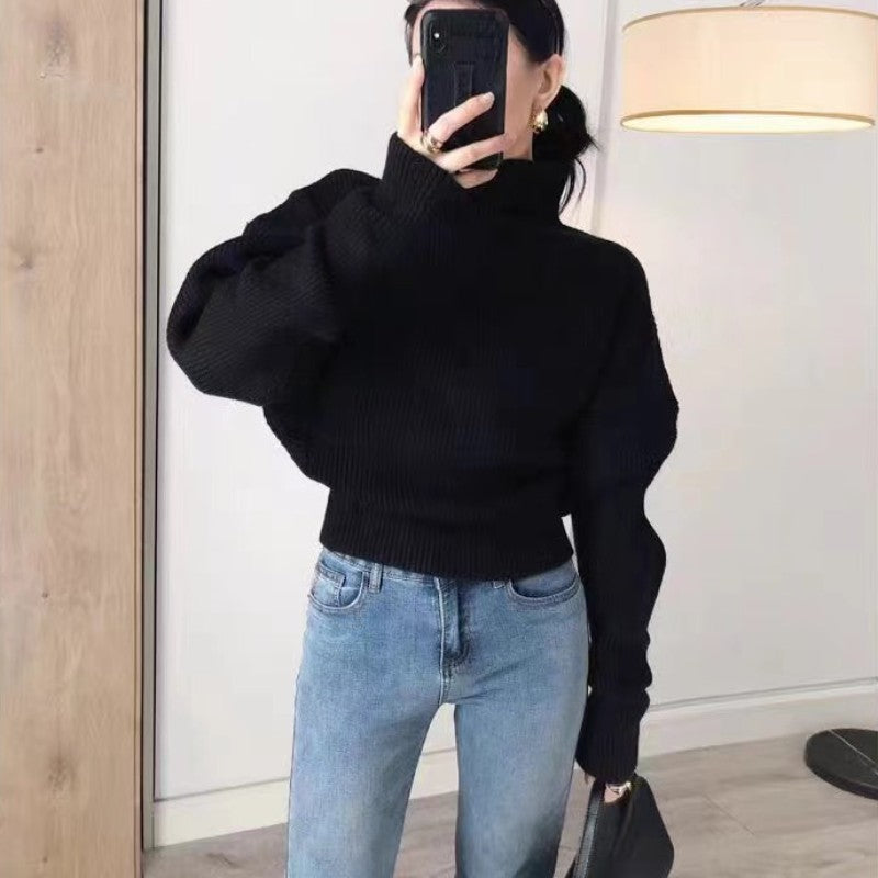 Damen Rollkragenpullover Strukturiertes Rippdesign Norvielle